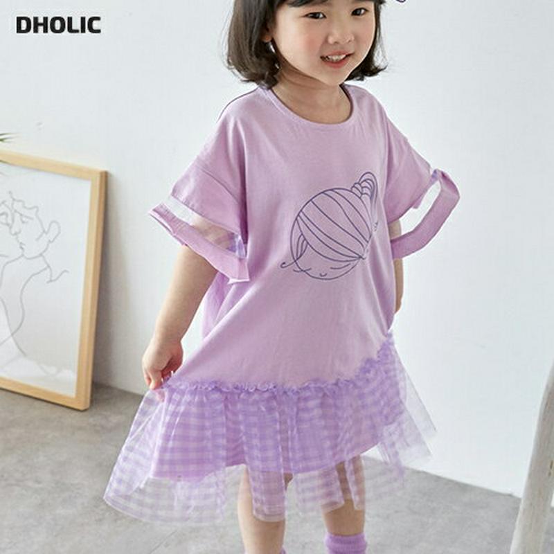 【新作10%OFF】シースルーチェックヘムプリントワンピース u02896 キッズ 【3~8才】【ops】【韓国 ファッション 