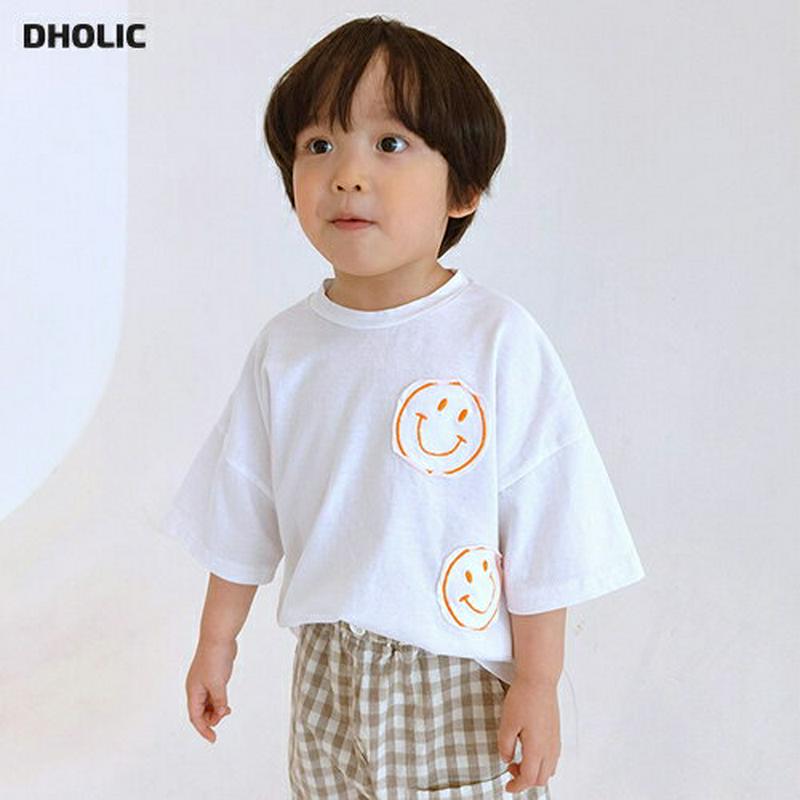 【新作10%OFF】スマイルパッチポイントTシャツ・u02925 キッズ【3~8才】【tops】【トップス Tシャツ 半袖 ハー