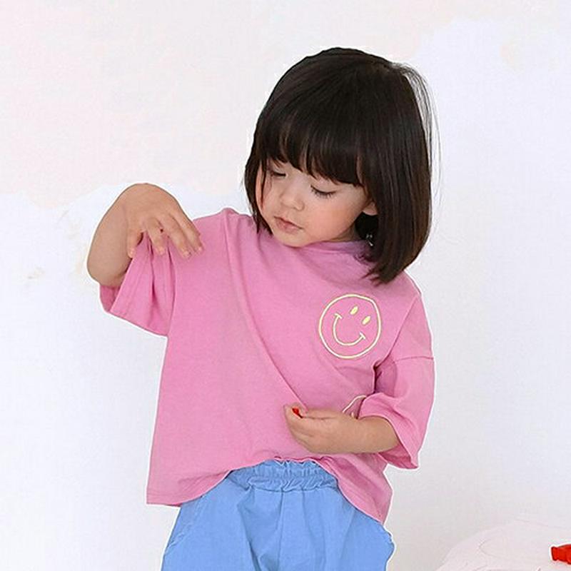 【新作10%OFF】スマイルパッチポイントTシャツ・u02925 キッズ【3~8才】【tops】【トップス Tシャツ 半袖 ハー