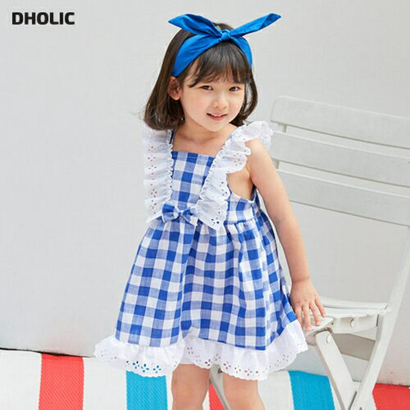 【新作10%OFF】パンチングレースチェックワンピース u02918 キッズ 【3~8才】【ops】【韓国 ファッション ワンピ