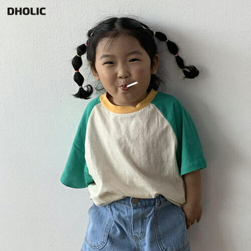 【新作10%OFF】配色スリーブTシャツ u02952 キッズ 【3~8才】【tops】【韓国 ファッション トップス Tシャツ