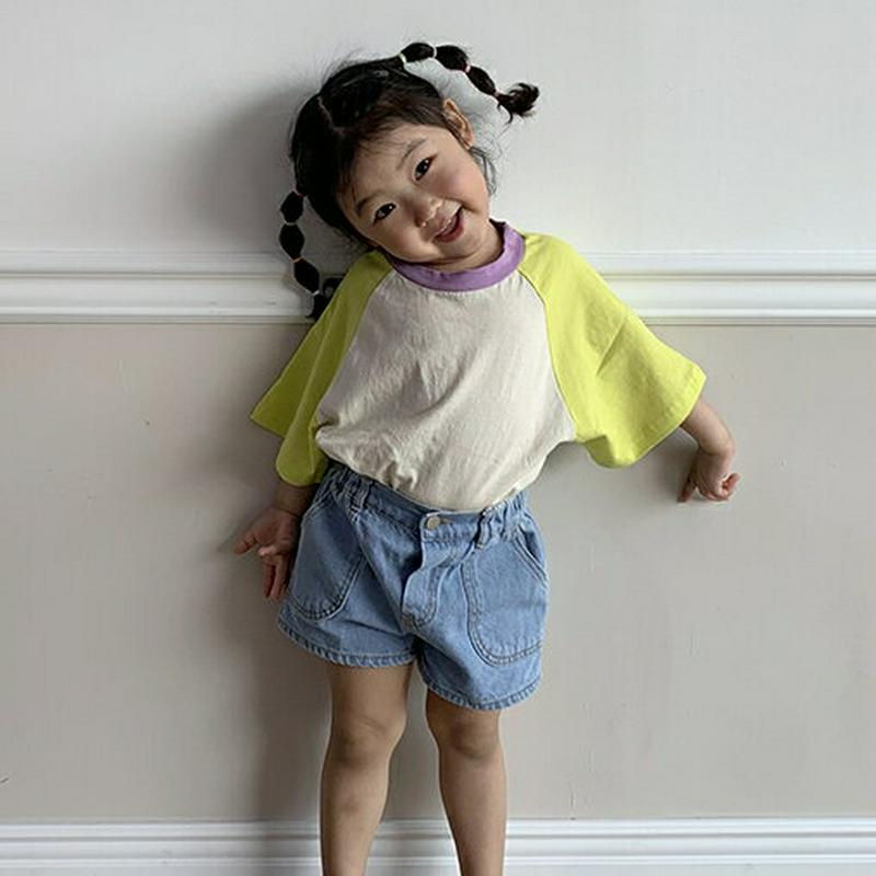 【新作10%OFF】配色スリーブTシャツ u02952 キッズ 【3~8才】【tops】【韓国 ファッション トップス Tシャツ