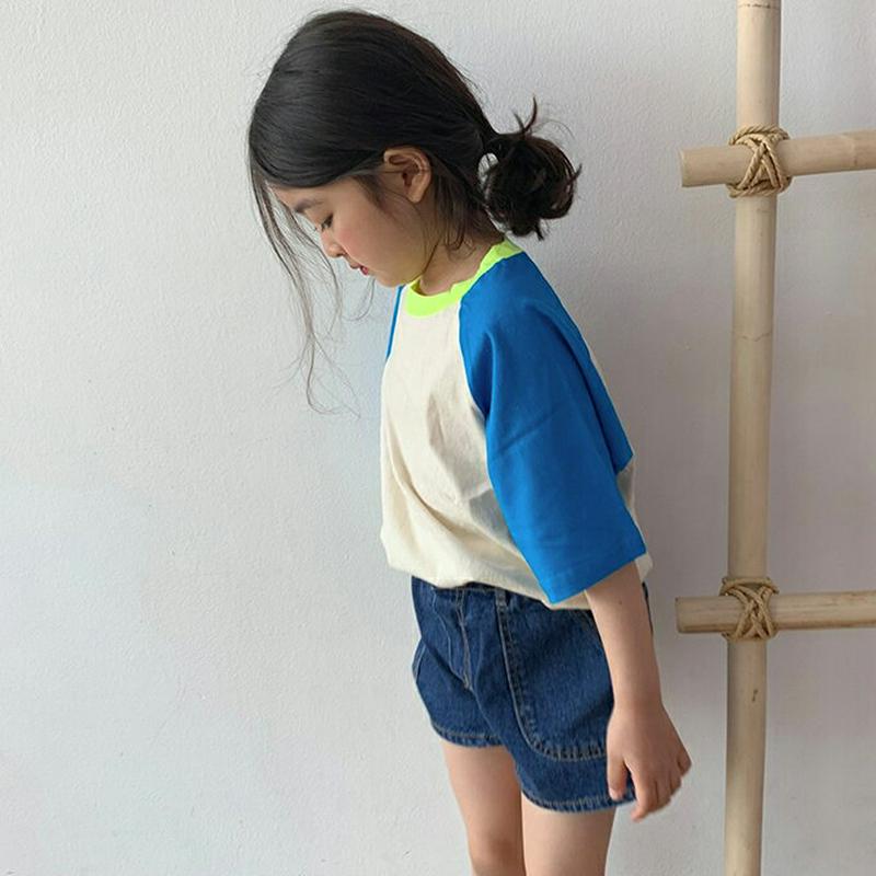 【新作10%OFF】配色スリーブTシャツ u02952 キッズ 【3~8才】【tops】【韓国 ファッション トップス Tシャツ
