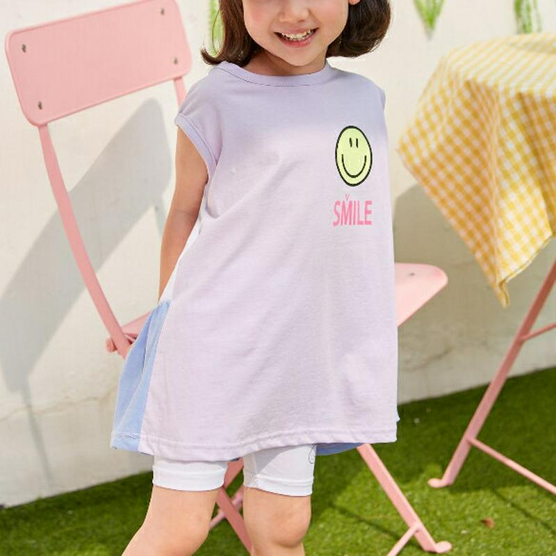 【新作10%OFF】バック配色スマイルワンピース u02924 キッズ 【3~8才】【ops】【韓国 ファッション ワンピース 