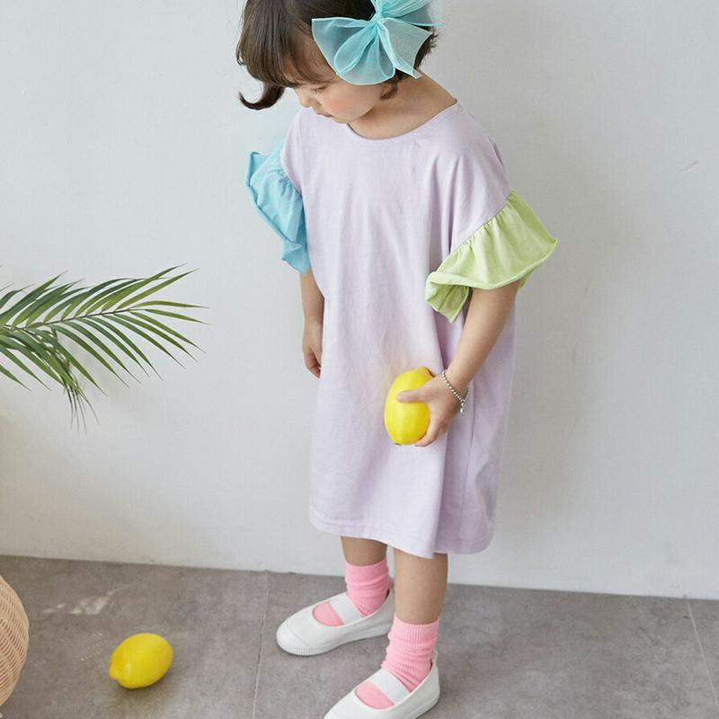 【新作10%OFF】リボンプリントパッチワンピース u02898 キッズ 【3~8才】【ops】【韓国 ファッション ワンピース