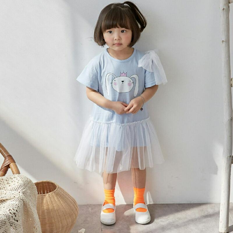 【新作10%OFF】チュールリボンラビットワンピース u02901 キッズ 【3~8才】【ops】【韓国 ファッション ワンピー