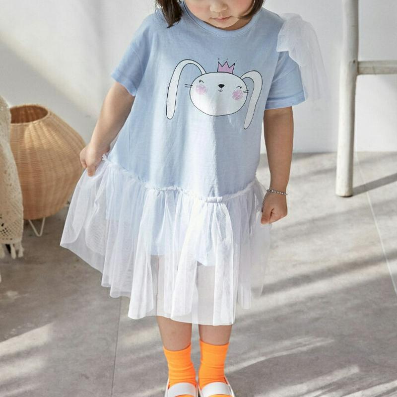 【新作10%OFF】チュールリボンラビットワンピース u02901 キッズ 【3~8才】【ops】【韓国 ファッション ワンピー