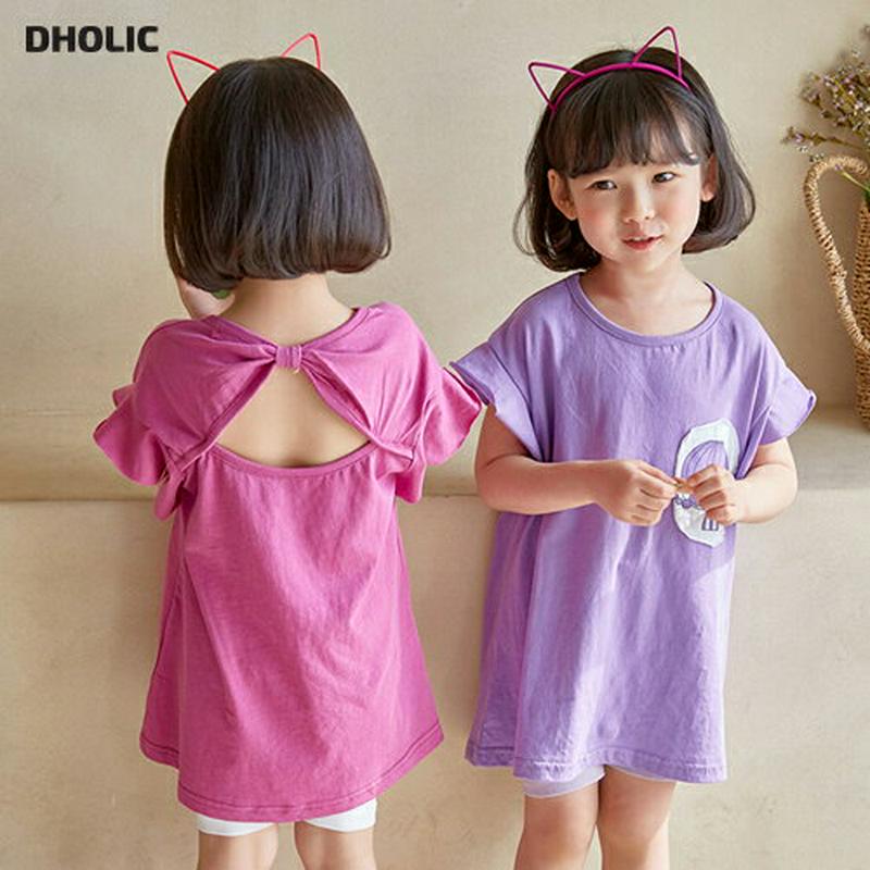 【新作10%OFF】パッチポイントバックリボンTシャツ u02904 キッズ 【3~8才】【tops】【韓国 ファッション トッ