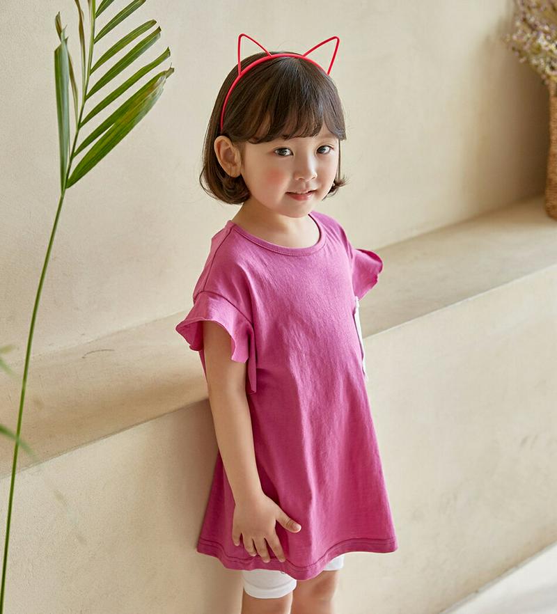 【新作10%OFF】パッチポイントバックリボンTシャツ u02904 キッズ 【3~8才】【tops】【韓国 ファッション トッ