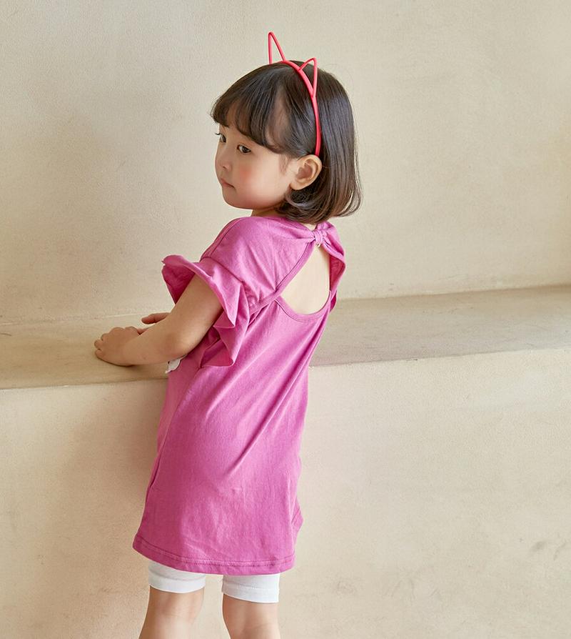 【新作10%OFF】パッチポイントバックリボンTシャツ u02904 キッズ 【3~8才】【tops】【韓国 ファッション トッ