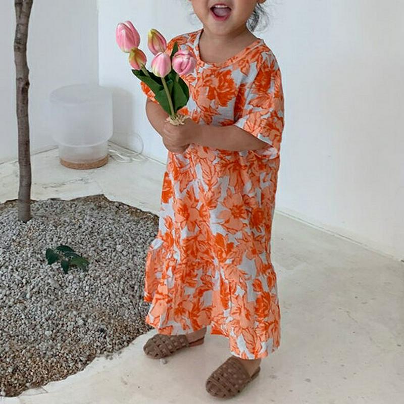 【新作10%OFF】フローラルロングワンピース u03050 キッズ 【3~8才】【ops】【韓国 ファッション ワンピース ロ