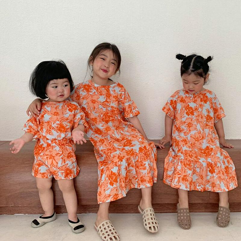 【新作10%OFF】フローラルロングワンピース u03050 キッズ 【3~8才】【ops】【韓国 ファッション ワンピース ロ