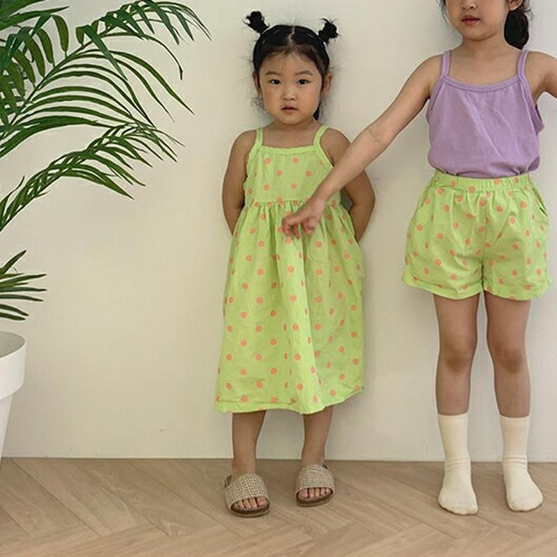 【新作10%OFF】配色ドットキャミワンピース u02969 キッズ 【3~8才】【ops】【韓国 ファッション ワンピース ロ