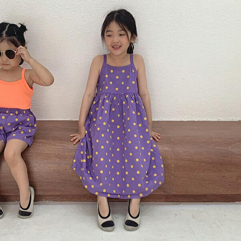 【新作10%OFF】配色ドットキャミワンピース u02969 キッズ 【3~8才】【ops】【韓国 ファッション ワンピース ロ