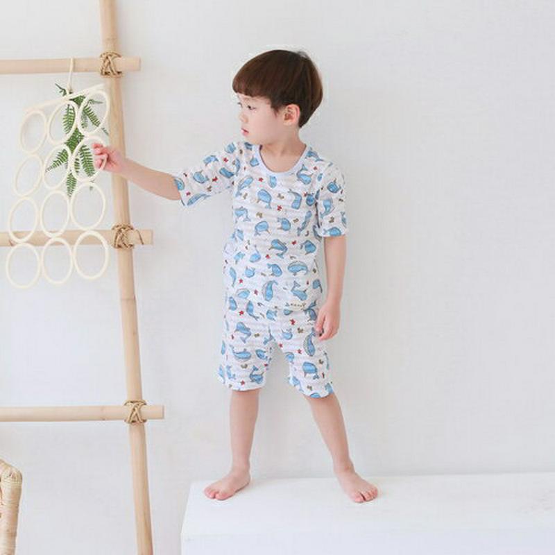 【新作10%OFF】WhaleパターンパジャマSET u03045 キッズ 【3~8才】【uw】【韓国 ファッション パジャマセ
