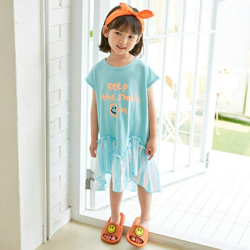 【新作10%OFF】ストライプヘムスマイルワンピース u02917 キッズ 【3~8才】【ops】【韓国 ファッション ワンピー