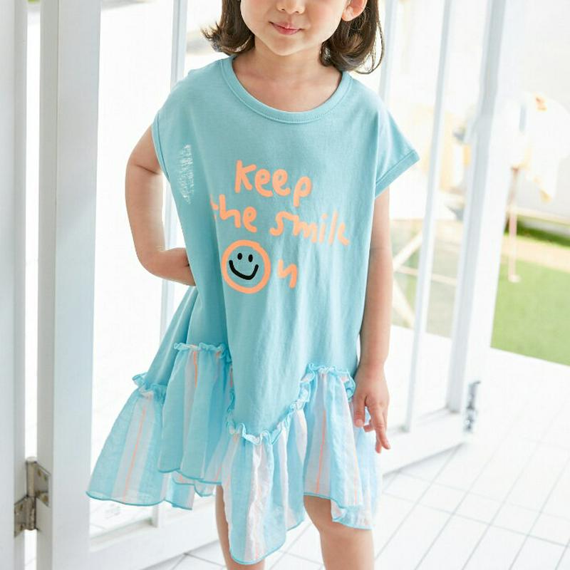 【新作10%OFF】ストライプヘムスマイルワンピース u02917 キッズ 【3~8才】【ops】【韓国 ファッション ワンピー