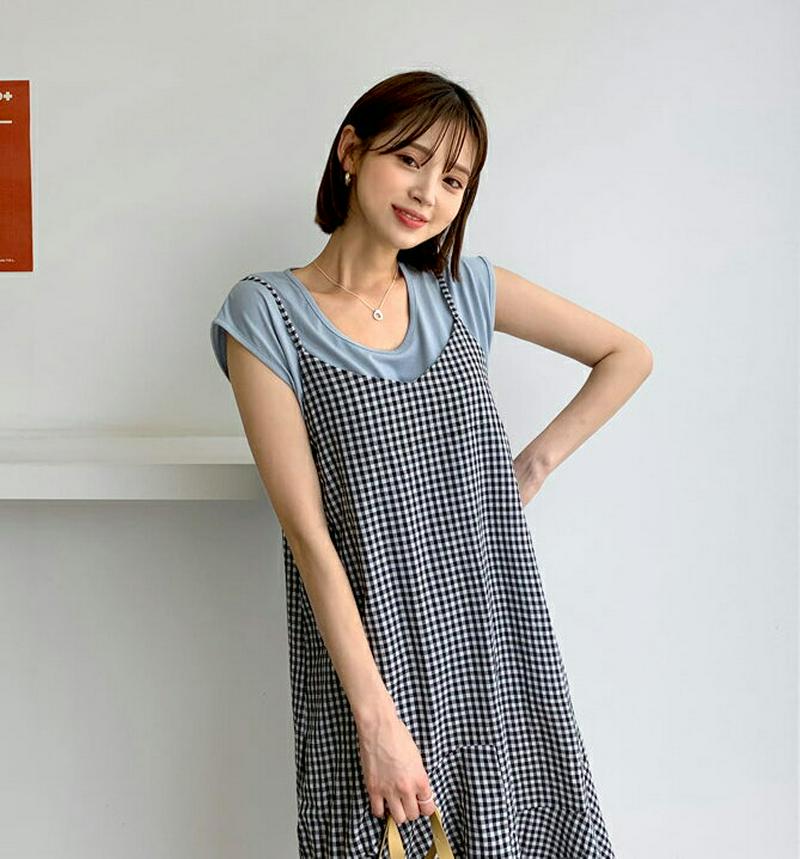 【新作10%OFF】チェックスリーブレスワンピース・全2色・t55818 レディース【ops】【ワンピース ミディ丈 ミディワン