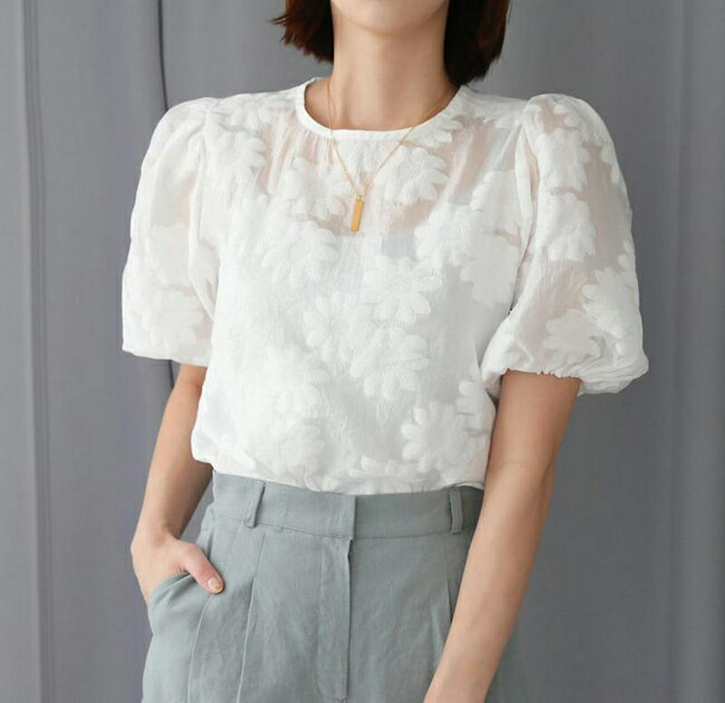 【新作10%OFF】フラワー刺繍ブラウス・全3色・b55810 レディース【bl】【トップス ブラウス 半袖 ハーフスリーブ 刺