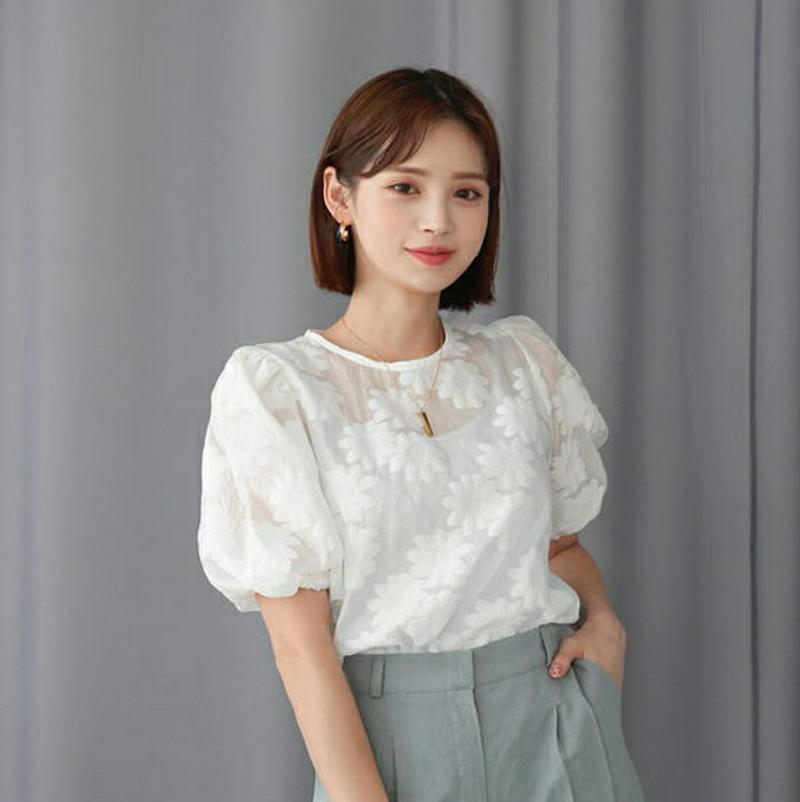 【新作10%OFF】フラワー刺繍ブラウス・全3色・b55810 レディース【bl】【トップス ブラウス 半袖 ハーフスリーブ 刺