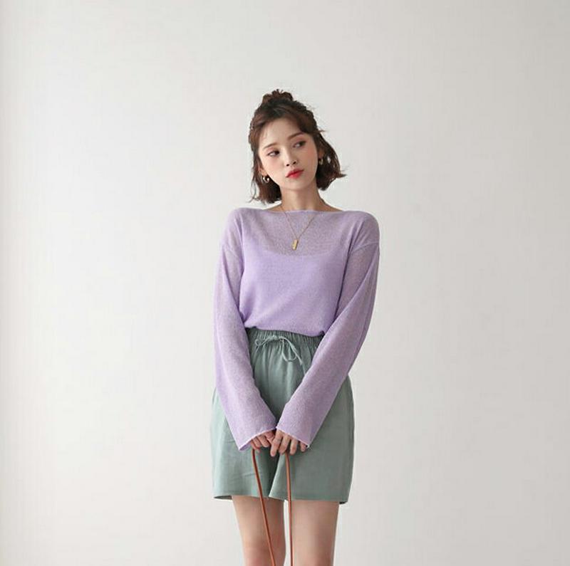 【新作10%OFF】2WAYリネン混シアーニット・全7色・55844 レディース【tops】【トップス ニット ニットトップス 