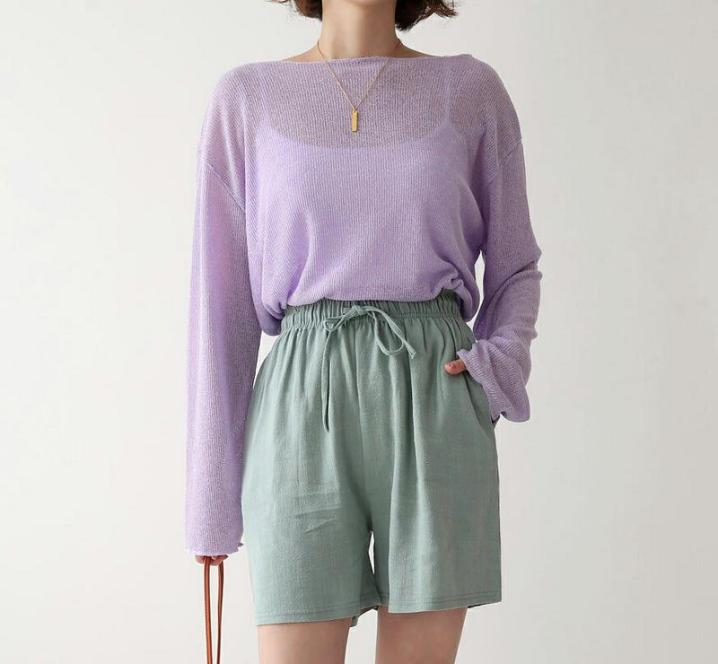 【新作10%OFF】2WAYリネン混シアーニット・全7色・55844 レディース【tops】【トップス ニット ニットトップス 