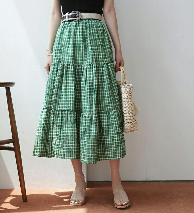 【新作10%OFF】チェックティアードスカート・全3色・b62555 レディース【sk】【スカート ロング ロングスカート チェ