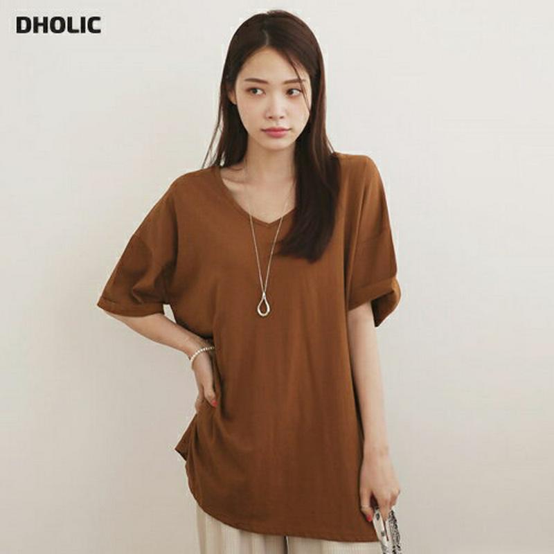 【新作10%OFF】VネックスリットTシャツ・全5色・b62535 レディース【tops】【トップス Tシャツ 半袖 ハーフスリ