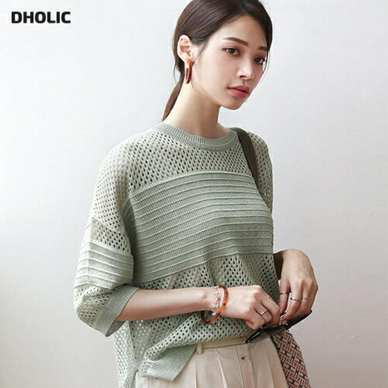 【新作10%OFF】ラウンドパンチングニット・全4色・b62539 レディース【tops】【トップス ニット ニットトップス 半