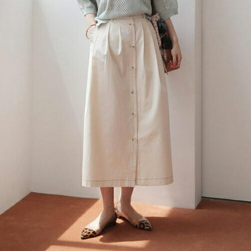 【新作10%OFF】ステッチボタンスカート・全2色・t62556 レディース【sk】【スカート ロング ロングスカート ステッチ