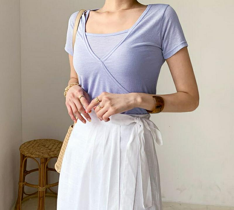 キャミ&カシュクールTシャツSET・全4色・t56239 レディース【tops】【セット set トップス キャミソール スリー