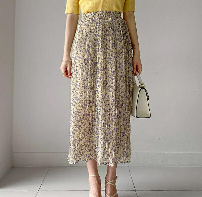 フローラルプリーツスカート・全3色・b56234 レディース【sk】【スカート ロング ロングスカート 花柄 フラワー プリーツ