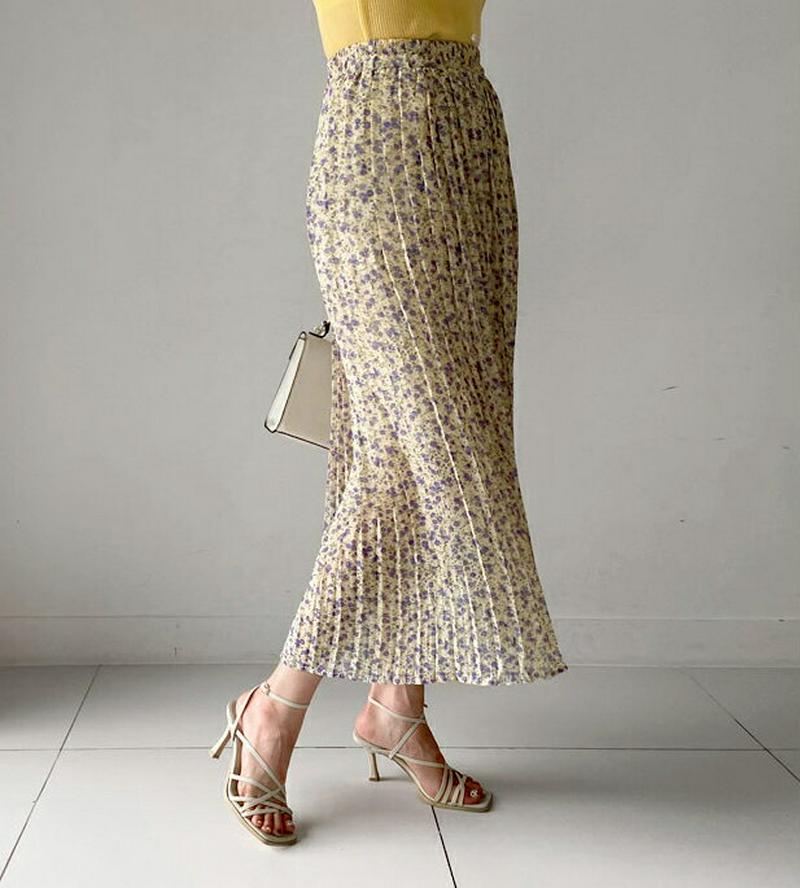 フローラルプリーツスカート・全3色・b56234 レディース【sk】【スカート ロング ロングスカート 花柄 フラワー プリーツ