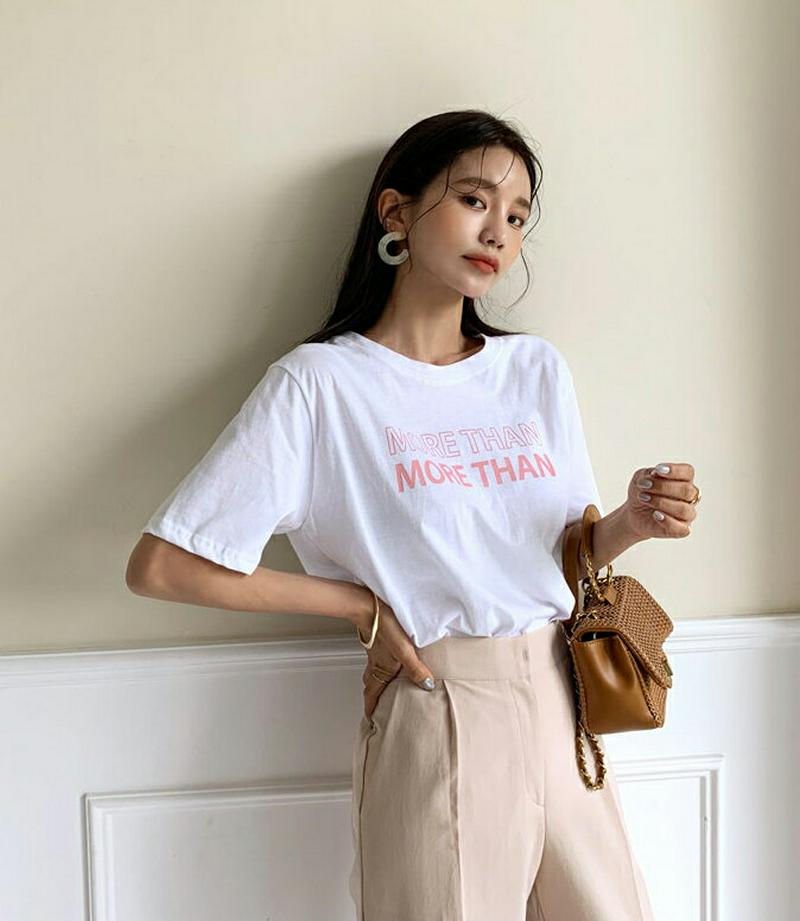 ラウンドレタリングTシャツ・全4色・t56241 レディース【tops】【トップス Tシャツ 半袖 ロゴ ロゴT レタリング カ