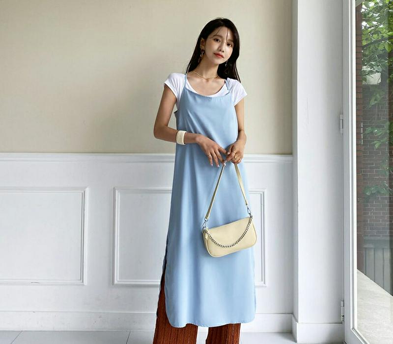 スリットキャミワンピース・全3色・t56252 レディース【ops】【ワンピース ロング ロングワンピース スリーブレス ノース