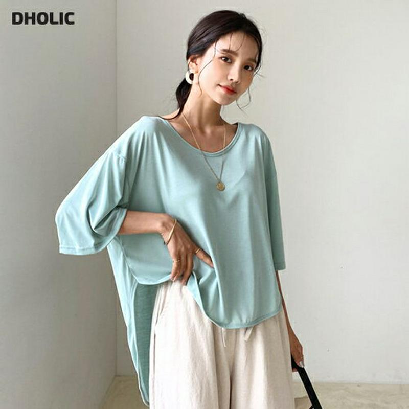 UネックアンバランスTシャツ・全4色・t56230 レディース【tops】【トップス 七分丈 七分袖 7分丈　7分袖 Tシャツ 