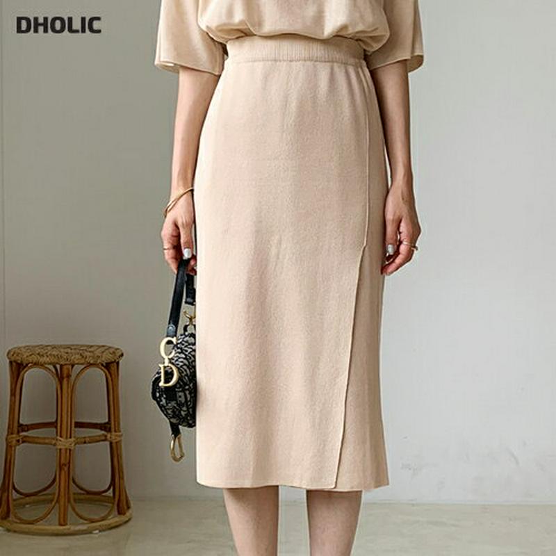 スリットニットスカート・全2色・t56263 レディース【sk】【スカート ミディ丈 ミディスカート ニット ニットスカート 単