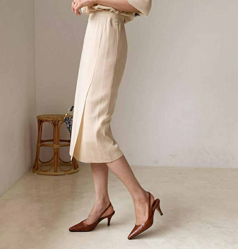 スリットニットスカート・全2色・t56263 レディース【sk】【スカート ミディ丈 ミディスカート ニット ニットスカート 単