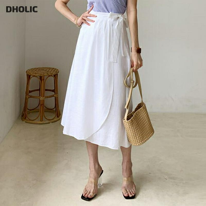 リネン混タックラップスカート・全4色・b56238 レディース【sk】【スカート ミディ丈 ミディスカート ラップデザイン ラッ