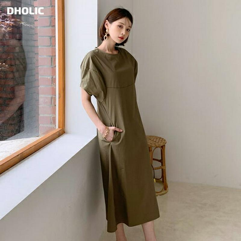 パフフレアワンピース・全2色・56259 レディース【ops】【ワンピース ロング ロングワンピース フレア フレアワンピース 