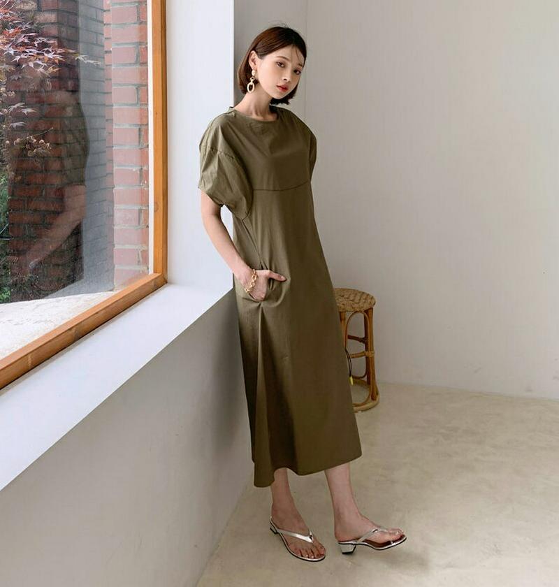 パフフレアワンピース・全2色・56259 レディース【ops】【ワンピース ロング ロングワンピース フレア フレアワンピース 