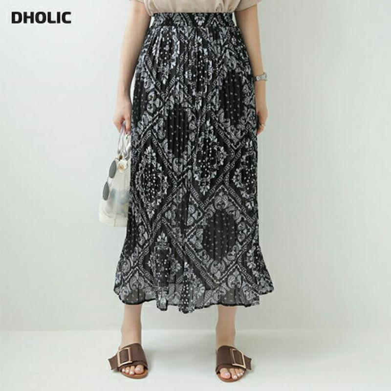 ペイズリープリーツスカート・全2色・b62581 レディース【sk】【スカート ロング ロングスカート ペイズリー バンダナ柄 