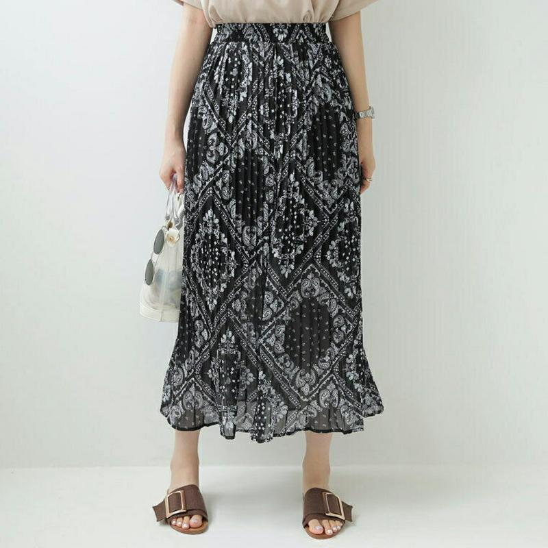 ペイズリープリーツスカート・全2色・b62581 レディース【sk】【スカート ロング ロングスカート ペイズリー バンダナ柄 