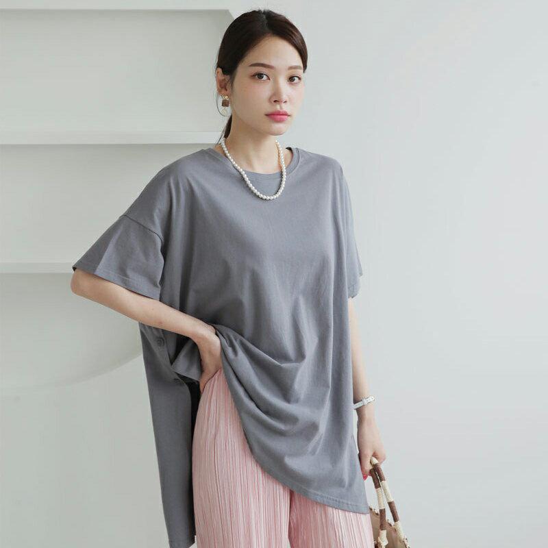 コットンボタンスリットTシャツ・全3色・b62563 レディース【tops】【トップス Tシャツ 半袖 ハーフスリーブ スリット