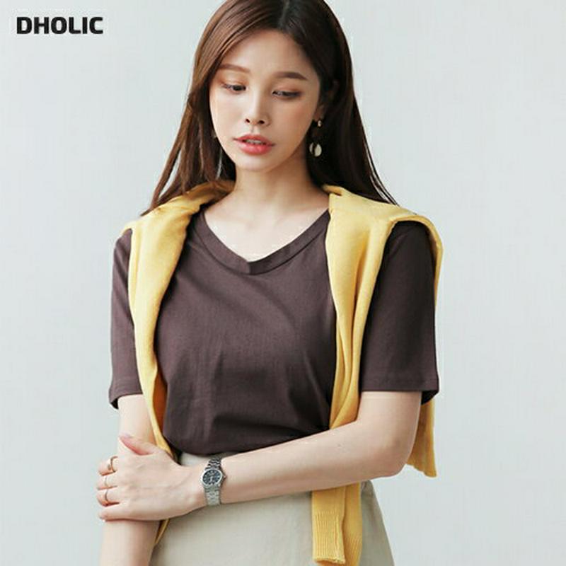 コットンUネックTシャツ・全6色・t62562 レディース【tops】【トップス Tシャツ 無地 無地T 単色 半袖 ハーフスリ