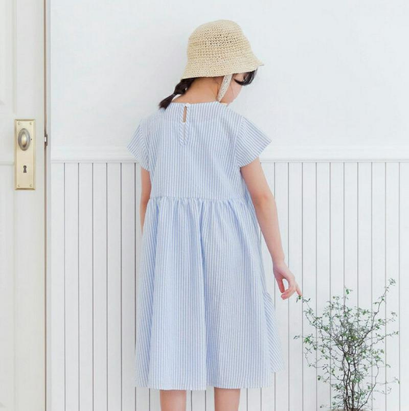 ストライプラッフルワンピース p002505 キッズ 【3~8才】【ops】【韓国 ファッション ワンピース ミディ丈 ミドル 