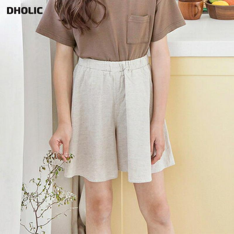 リネン混ショートフレアパンツ p002511 キッズ 【3~8才】【tops】【韓国 ファッション トップス Tシャツ カットソ