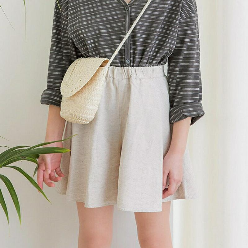 リネン混ショートフレアパンツ p002511 キッズ 【3~8才】【tops】【韓国 ファッション トップス Tシャツ カットソ