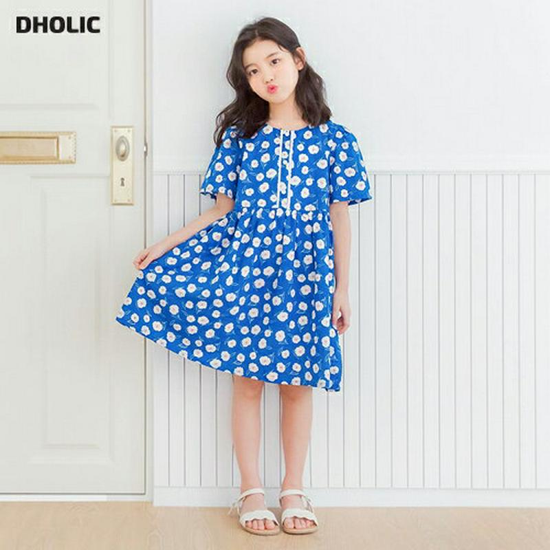 花柄レースラインワンピース p002493 キッズ 【3~8才】【ops】【韓国 ファッション ワンピース ミディ丈 ミドル 膝