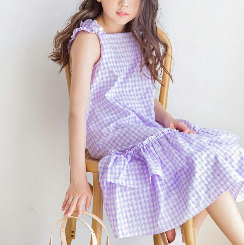 ティアードヘムノースリチェックワンピース p002503 キッズ 【3~8才】【ops】【韓国 ファッション ワンピース ロング